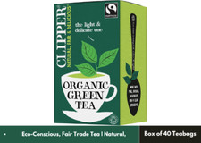 Clipper Organic Pure Green Tea Bags | Box of 40 Teabags | Organic Tea 0.10 per strip