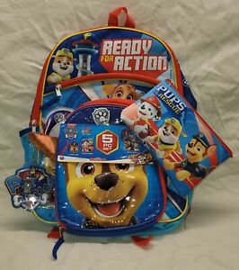 Pencil Pouch Lunch Cinch Bag Dangle 5pc Set Paw Patrol Action 16/" Backpack