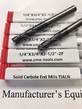 5pcs 1/4" Solid Carbide End Mills Tialn Coated, 2 flute 1006-TN2F-14