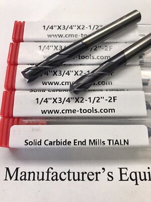 5pcs 1/4'' Solid Carbide End Mills Tialn Coated, 2 flute #1006-TN2F-14