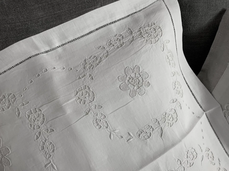 Linge Ancien Taie De Coussin En Fil De Lin Brodé Napoleon lll - Photo 4/4