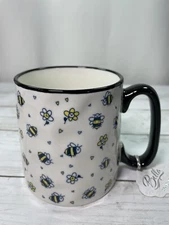 Coffee Mug Bella Bees - Navy & Yellow Bees  - 12 oz. - 10 Strawberry Street NEW