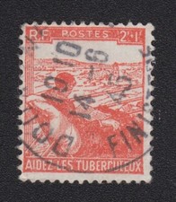 TIMBRE FRANCE 1945 au profit des tuberculeux n°736 Y&T 2F+1F orange oblitéré