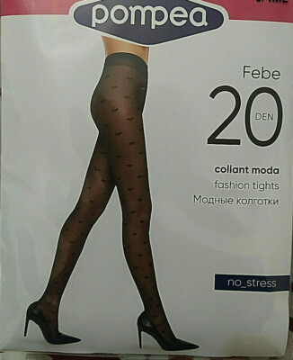 COLLANT POMPEA 20 den FEBE velato pois di cuori punte nude Tg