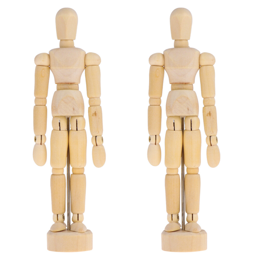 2Pcs Wooden Figure Model Mannequin Manikins for Artists Home Decor