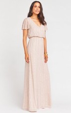 Show Me Your MuMu Michelle Flutter Maxi Dress in Show Me The Ring Beaded Sz S