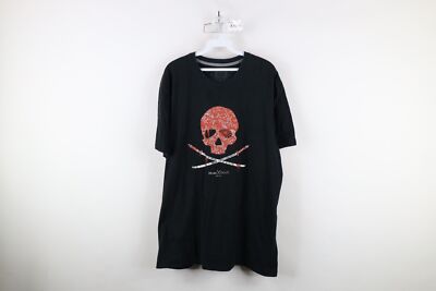 Vtg Marc Ecko Mens XL Faded Spell Out Paisley Skull Sword Short Sleeve T-Shirt