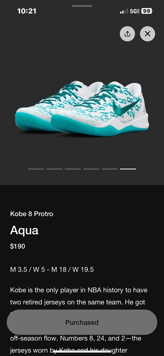 Nike Kobe 8 Protro 『AQUA』 32cm Nike Kobe 8 Protro Aqua Basketball Shoes FQ3549-101 | eBay