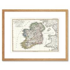 Justus Perthes Map Ireland Four Districts Framed Wall Art Print