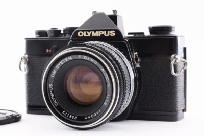 Olympus OM-1 Black 35mm SLR Film Camera with 50mm f/1.8 Lens From