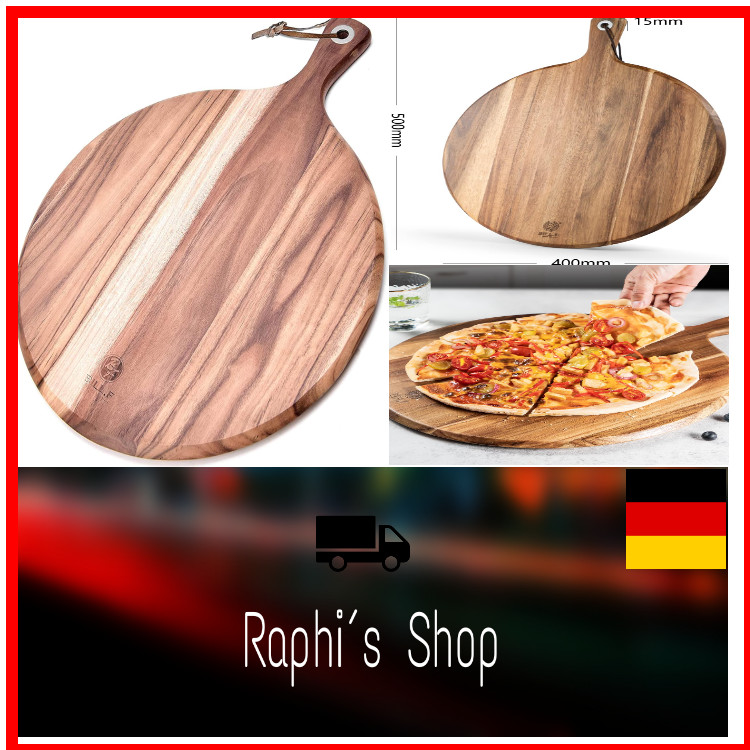 Holz Pizzaschieber Schneidebrett mit Griff – 40cm