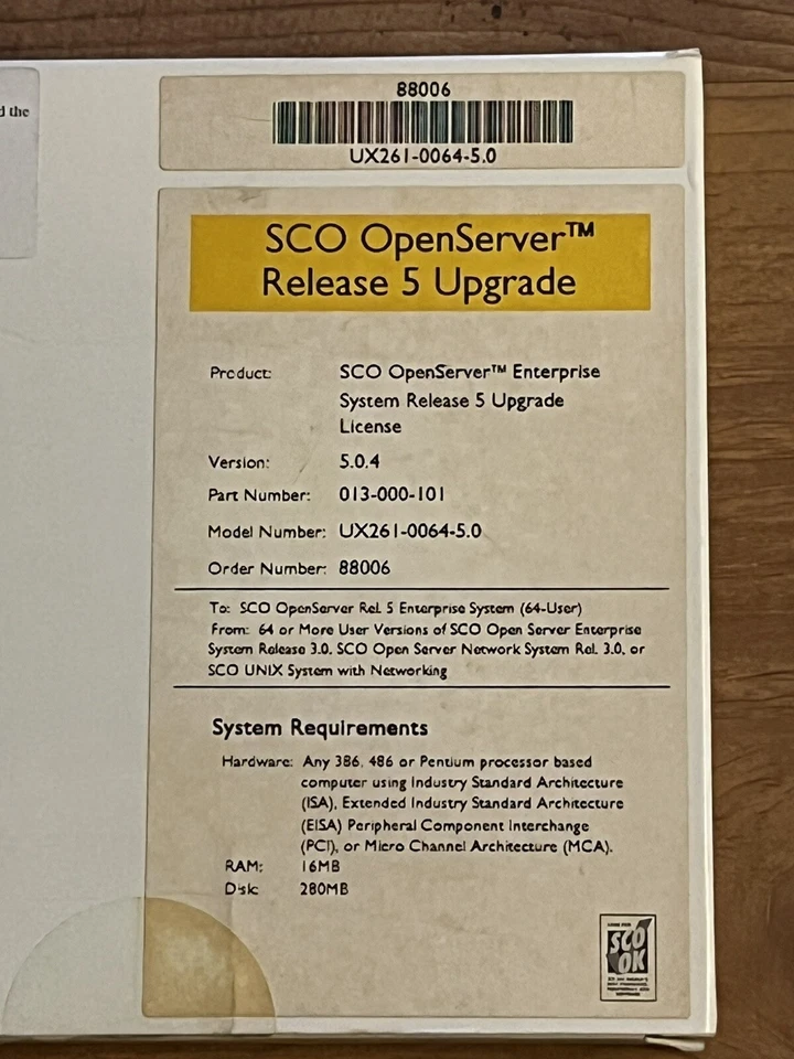 SCO OpenServer Release 5 Upgrade Floppy Disk UNIX Vintage Computing LOOK! - Image 2 of 4