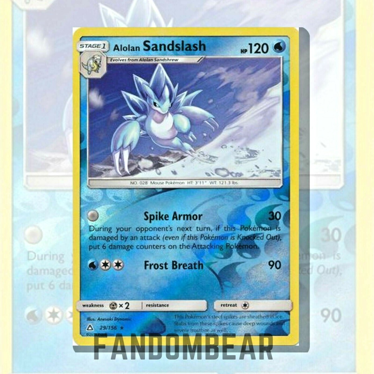 alolan sandslash pokemon card value Alolan Sandslash REVERSE HOLO RARE card 29/156 SM Ultra Prism 2018 Pokemon  NM/LP