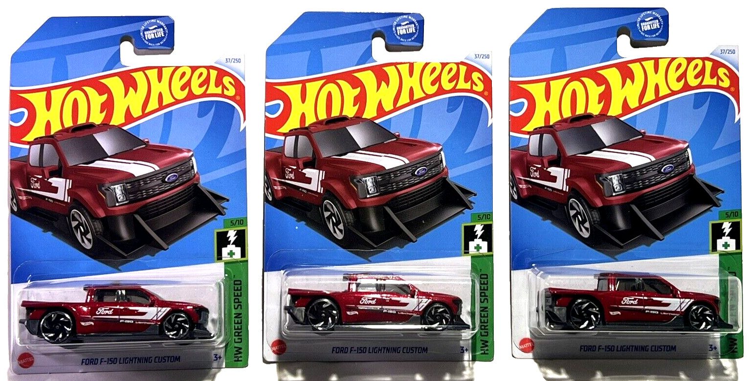 2024 HOTWHEELS FORD F-150 LIGHTNING CUSTOM #37/250 LOT OF 3  RED