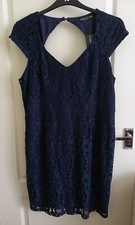 Dorothy Perkins Ladies Navy Blue Floral Soft Lace Shift Dress Size UK 18 BNWT