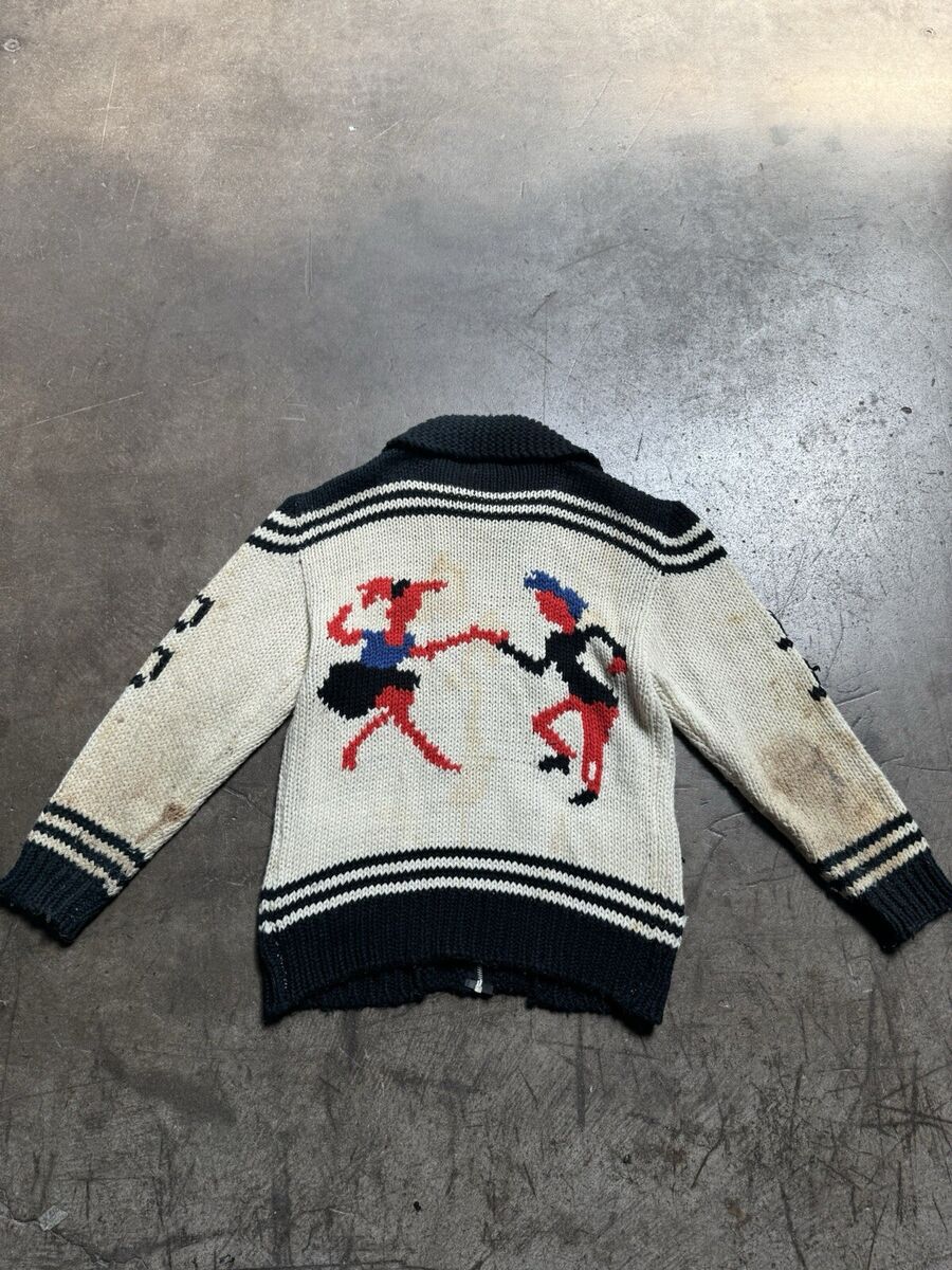 Vintage Cowichan Western Cardigan Sweater Hand Knit Vintage Cowichan Western Cardigan Sweater Hand Knit