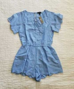 New Women S Xs J Crew Scalloped Cotton Linen Shorts Romper Ebay