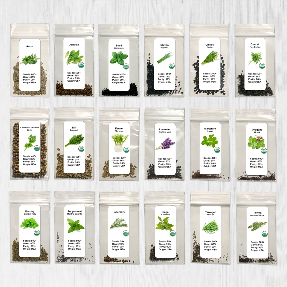 草本种子品种包 | 18 种基本烹饪品种 | 7000 多粒传家宝种子 — 第 3/4 张图片