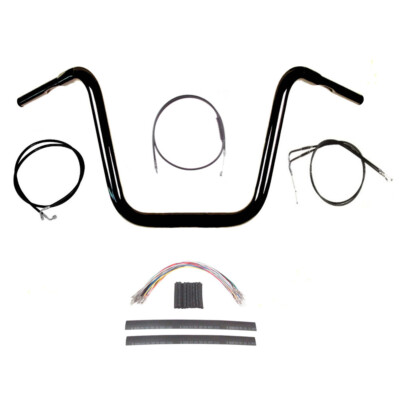 1 1/4'' BBlack 16'' Ape Hanger Handlebar Kit 2008-2011 Harley Dyna Fat Bob