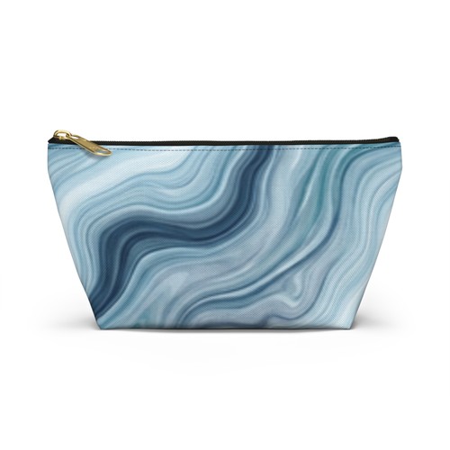 Blue Marble Swirl Accessory Pouch — T‑Bottom Makeup and Travel Organizer