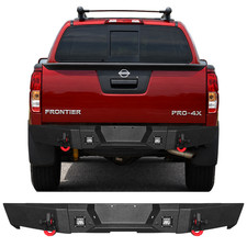 Black Steel Rear Bumper Wled Lights Drings For 20052021 Nissan Frontier