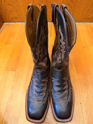 LUCCHESE COWBOY WESTERN BOOTS LEATHER LEDER BLACK SCHWARZ US 12 EUR 45 UK11