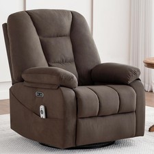 Massage Rocker Recliner Chair with Heat  USB Fabric Brown NEW