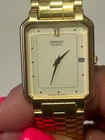 Vintage SEIKO Quartz 5Y39-5A60 Mens Tank Watch Gold tone finish -needs battery-