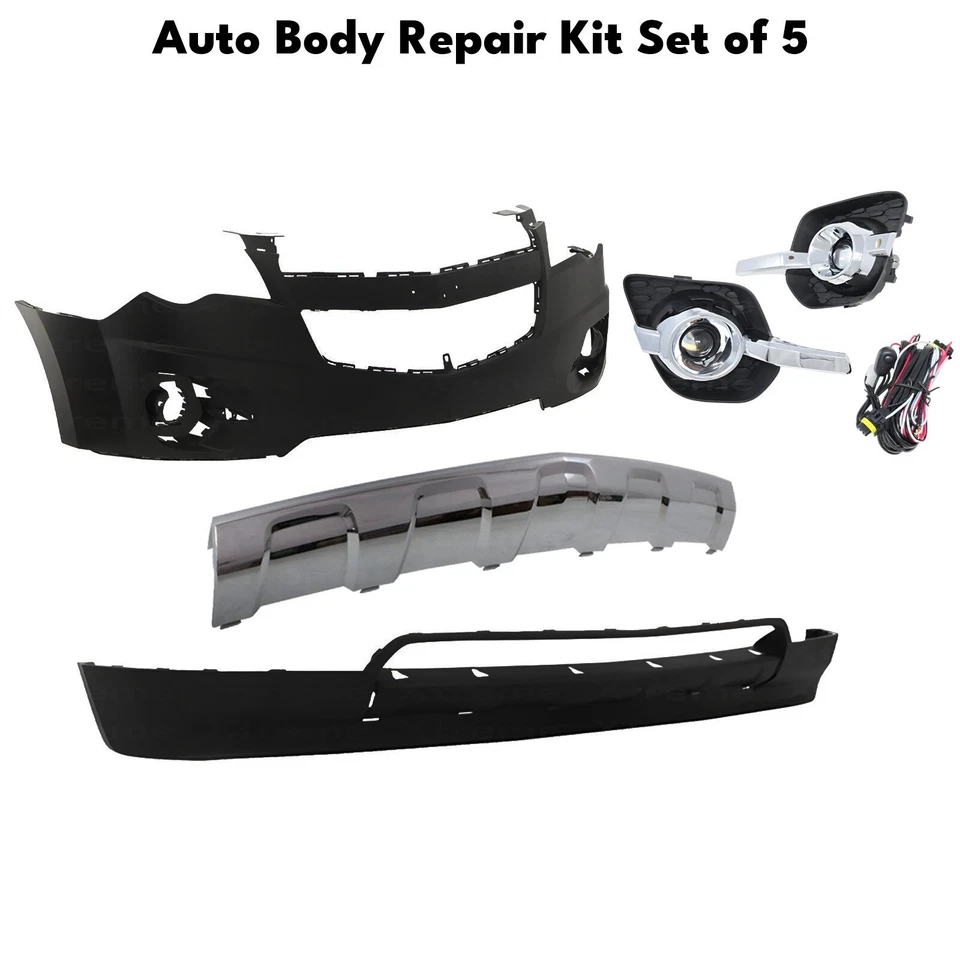 Front Bumper Cover Paintable & Fog Lights Kit For 2010-2015 Chevrolet Equinox Foto 2 de 4