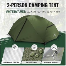 Portable 2-Person Tent, Windproof & Water Resistant