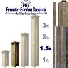 1.5ft Timber/Concrete Garden Fence Panel 2-Way Straight Slotted Post Extender