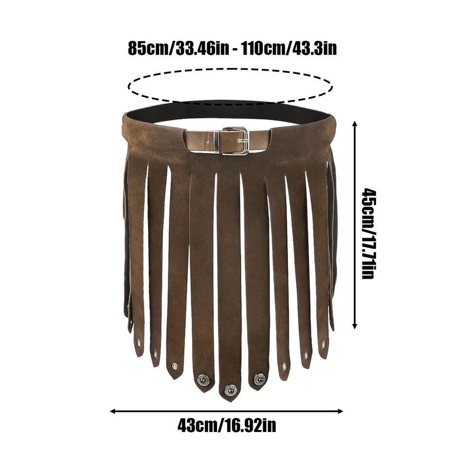 Adulto Romano Medieval Punk Cuero Borla Falda Cinturón Ropa de Club Vikingo Navidad Foto 2 de 4