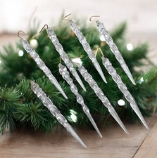 Vintage Clear Acrylic Icicle Christmas Ornament Set of 8 Twisted Spiral