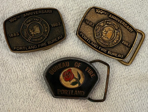 Portland Fire Department belt buckles (3 total ) including  (2 Centennial)