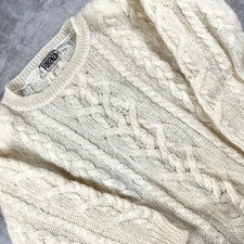 Vintage Mohair Wool Cream Sweater Women Large 80s 90s