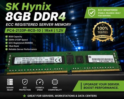 SK Hynix 8GB 1Rx4 PC4-2133P-RC0-10 ECC REG Server Memory HMA41GR7MFR4N-TF Tested