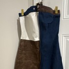 Western Full Chaps Leg Covers Brown Suede Leather Blue/White w/ Side Zipper Med — photo 2