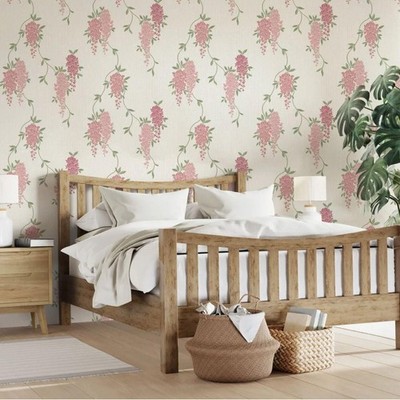 Floral Rosa Tapete Glyzinienkleister Das Papier Botanisch Abwaschbar Fein Dekor