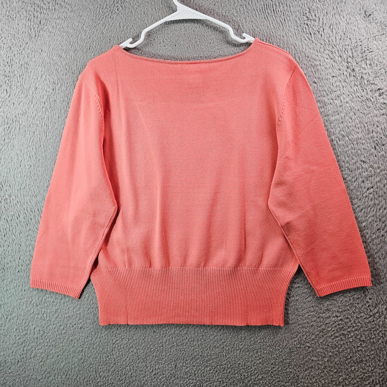 $68 NEW VTG Talbots Knit Top women XL Elastic Waist 3/4 Sleeve Punch Peach