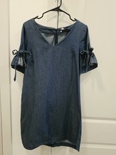 J. Crew Women’s Chambray Denim Tie Bell Sleeve Dress NWT