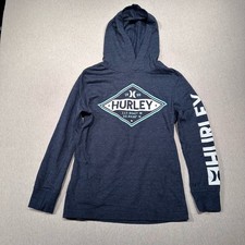 YOUTH SMALL HURLEY HOODIE LIGHTWEIGHT SPELL OUT LOGO LONG SLEEVE BLUE