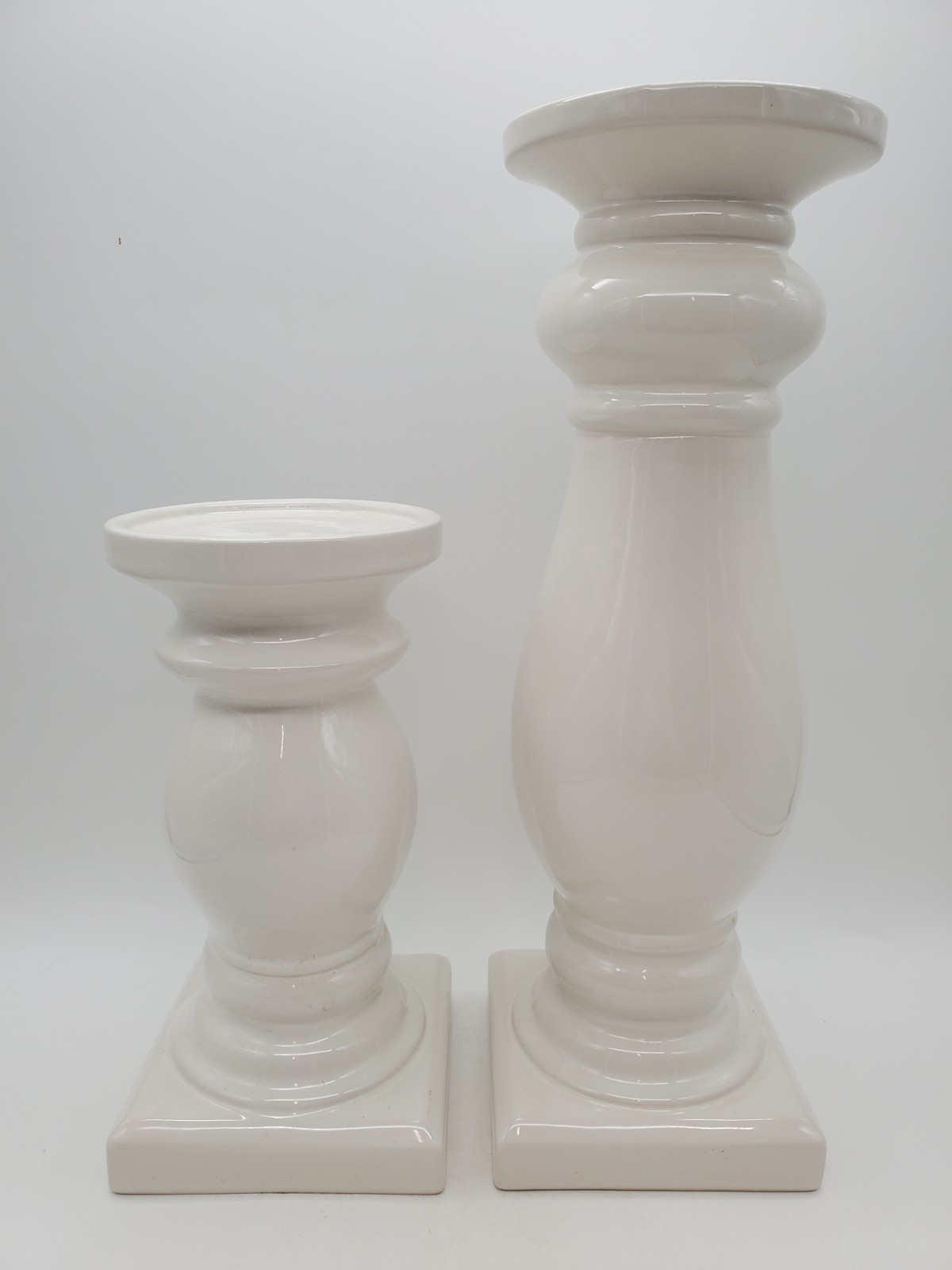 Pillar Set Of 2 -10 & 15 Inches  Round W/ Square