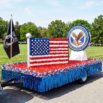 11 Pcs Parade Float Decorations for Trailer Kit with 4 Blue Foil Fringe Garland
