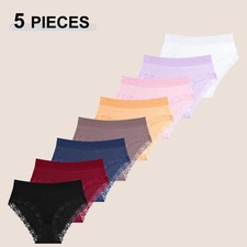 Lace Panties Women's High Waist Seamless Elastic Breathable Plus Size 5 Pcs