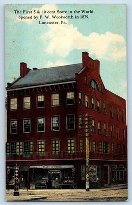 1910 Lancaster Pennsylvania Postcard First Cent Store World F.W. Woolworth Road