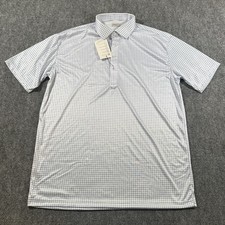 NWT Collars and Co Dress Collar Polo Shirt Men XL Graph Checker Plaid Blue White