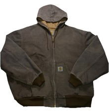 Carhartt Brown Hooded Full-Zip Men s XL Relaxed Fit Work Jacket J140