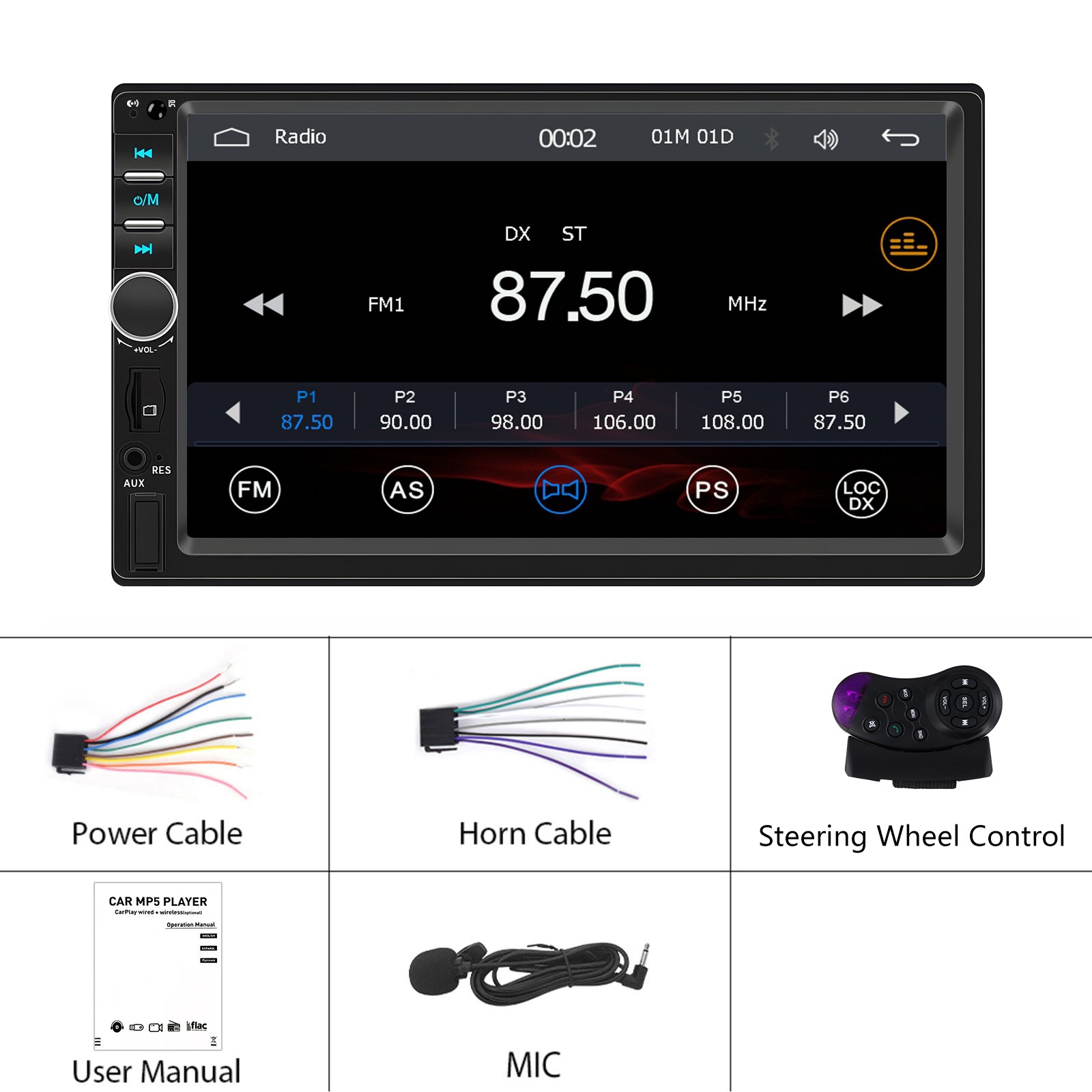 Double Din Apple Carplay Android Auto 7" Car Stereo Radio Bluetooth Touch Screen