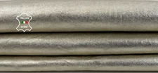 METALLIC PLATINUM WASHED ROUGH Thick Soft Lamb Leather hide 6sqf 1.6mm #C7036