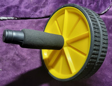 Ab Wheel Roller Dual Wheels  Yellow Core rubber tread Workout Fitness Exercise